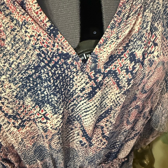 Anthropologie Floreat Pink and Blue Long Sleeve Snakeskin Print Dress - Picture 2 of 6